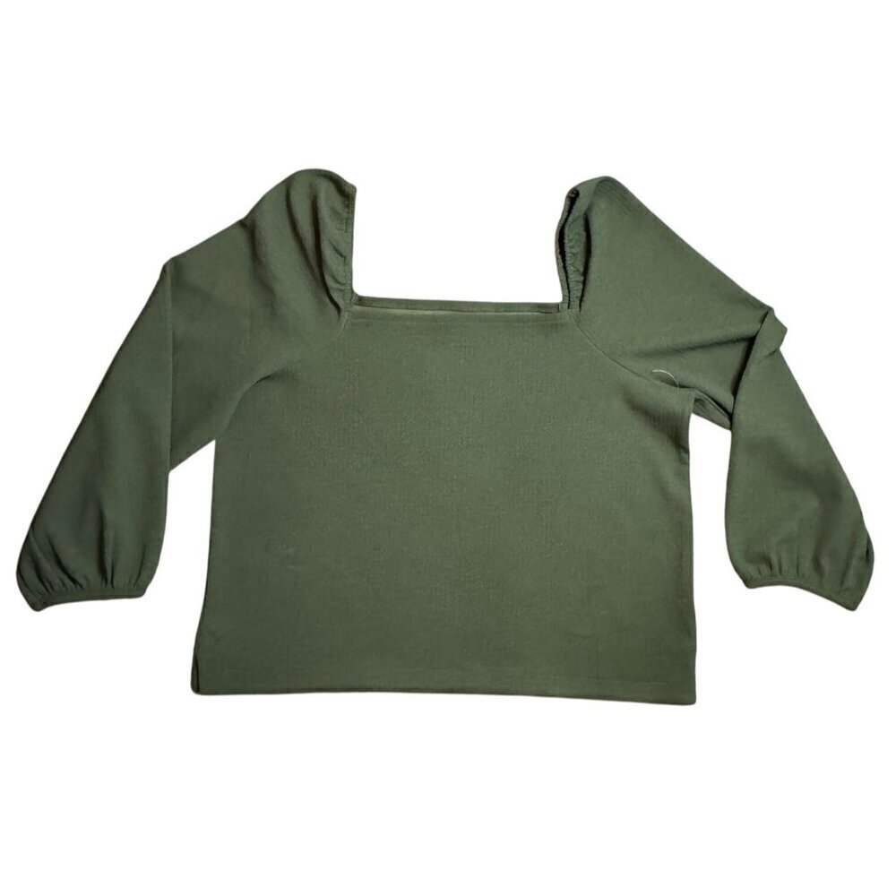 Madewell Womens Square Neck Green Long Sleeve Top XL NWOT